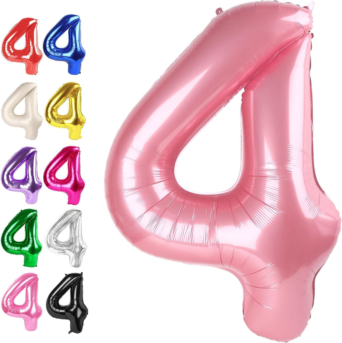 40 Inch Pearlescent Pink Large Number 4 Balloons, Giant Foil Number Four 14 24 34 40 44 Balloons