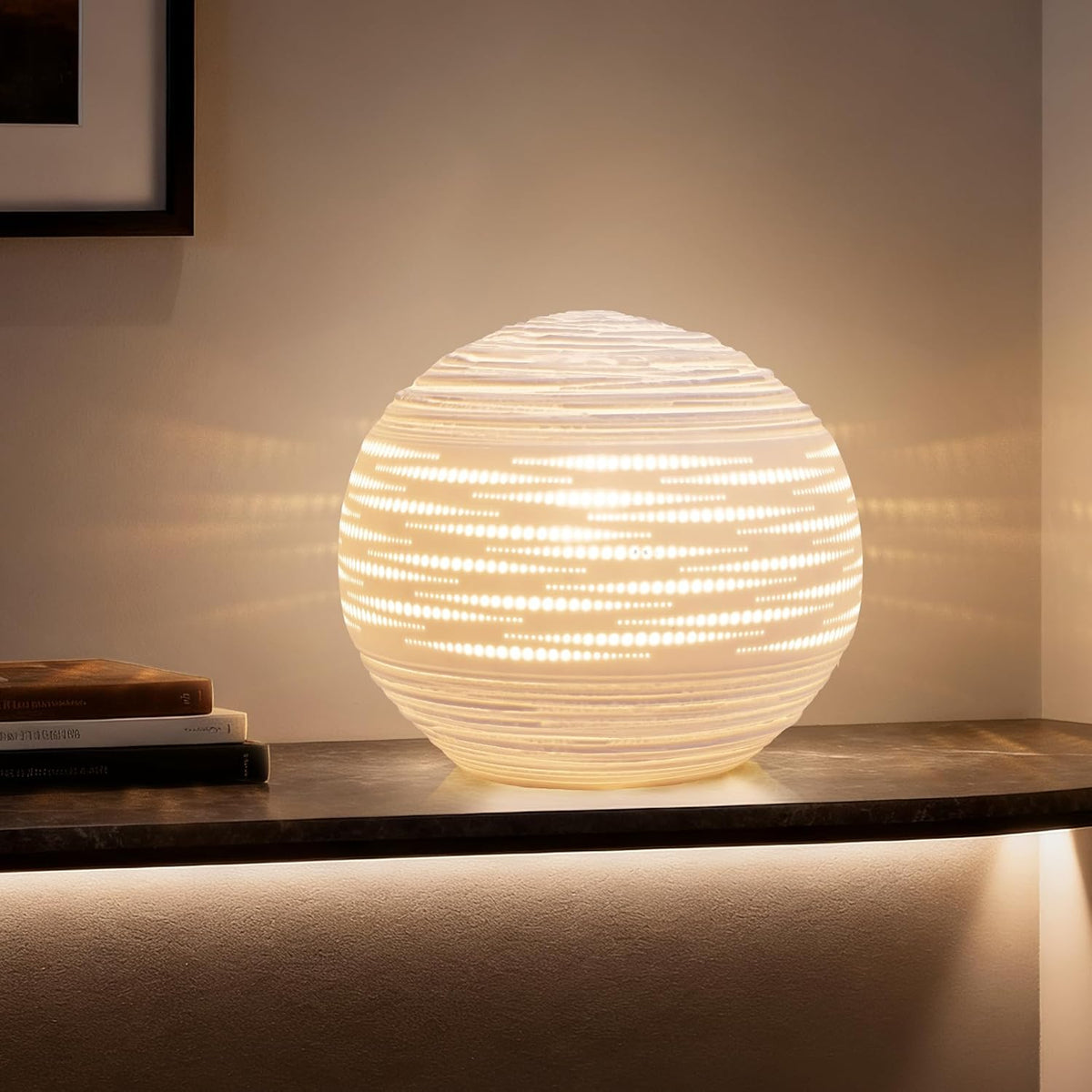 RONDURE 8.7" Modern Ceramic Table Lamp, Modern Bedside Lamps for Bedroom, Living Room and