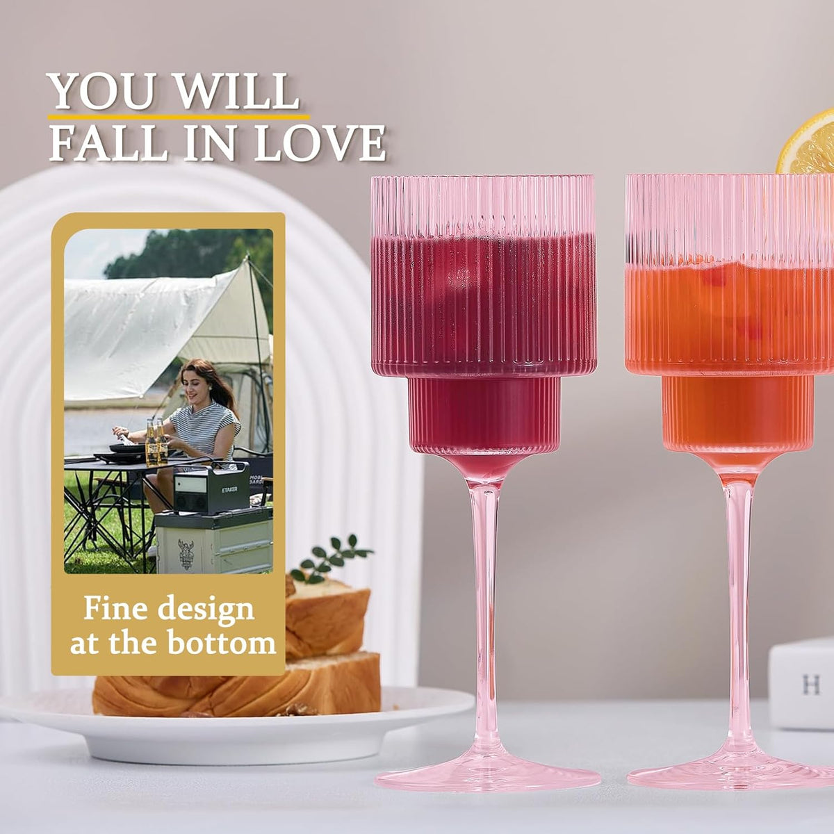 Plastic Goblets Wine Glasses - 12Oz Acrylic Wine Glasses Origami Unbreakable Clear Plastic Cocktail