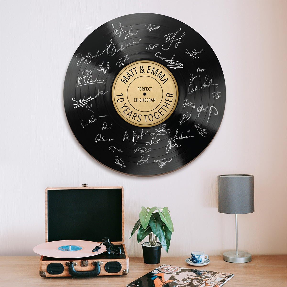 HomeWetBar Personalized Wedding Vinyl Record Alternative Guestbook, Special Song Record Guest Book
