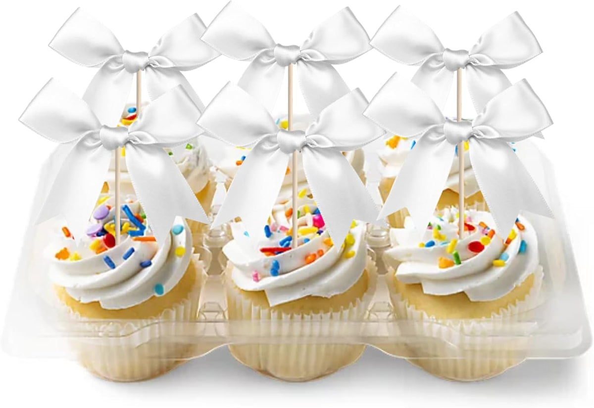 24 PCS Bow Cupcake Toppers Bow Cupcake Picks Bowknot Birthday Party Decorations Bowknot Cake