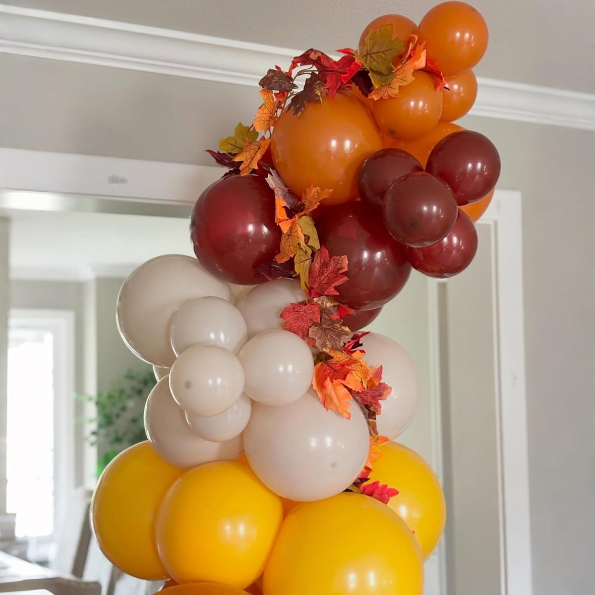 Burnt Orange Brown Balloons, 12 Inch 35PCS Fall Balloons with Orange Brown Yellow Burgundy Maroon