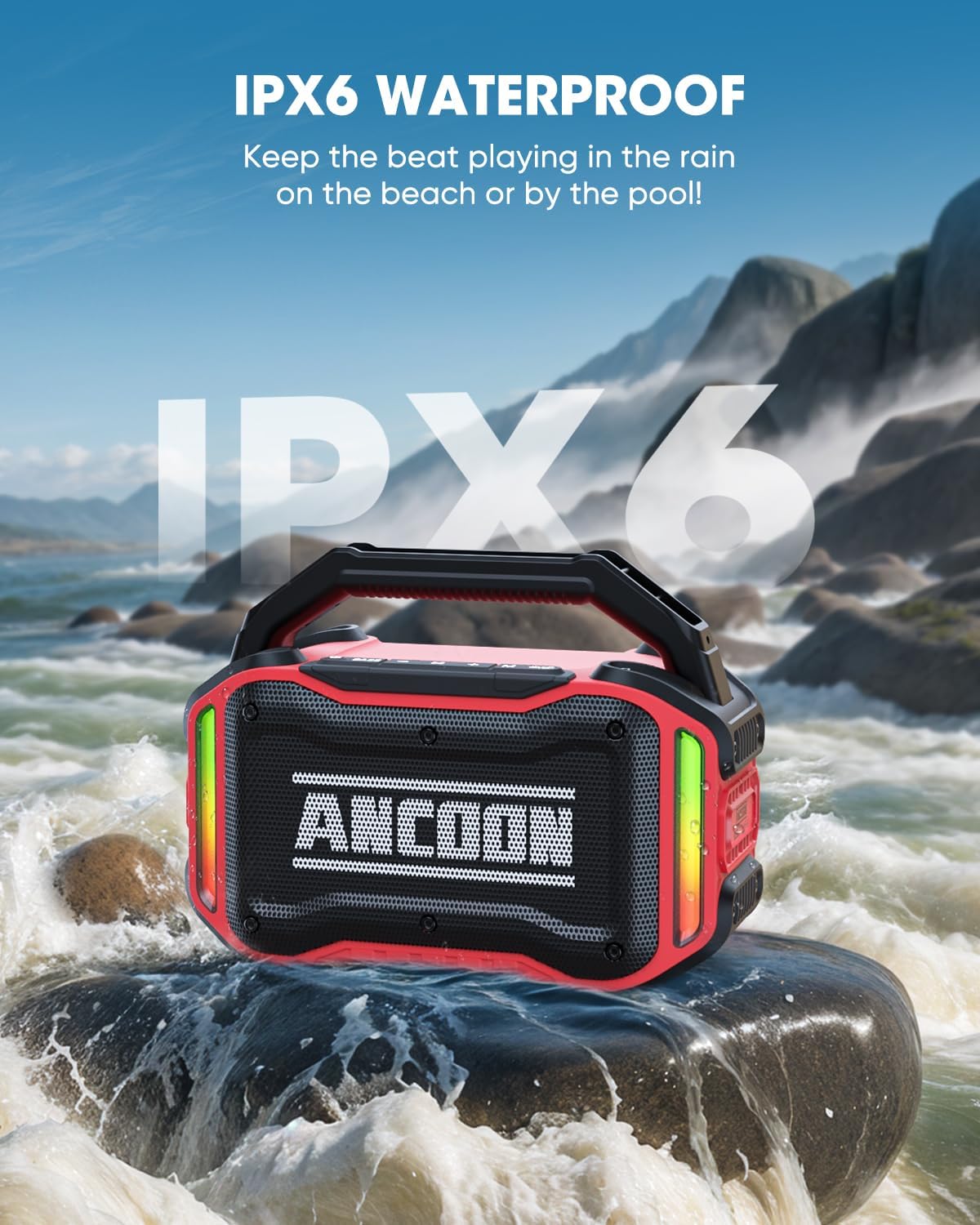 Speakers Bluetooth Wireless: 80W(Peak) Loud Speaker with Bass, 20H Playtime, IPX6 Waterproof, Large