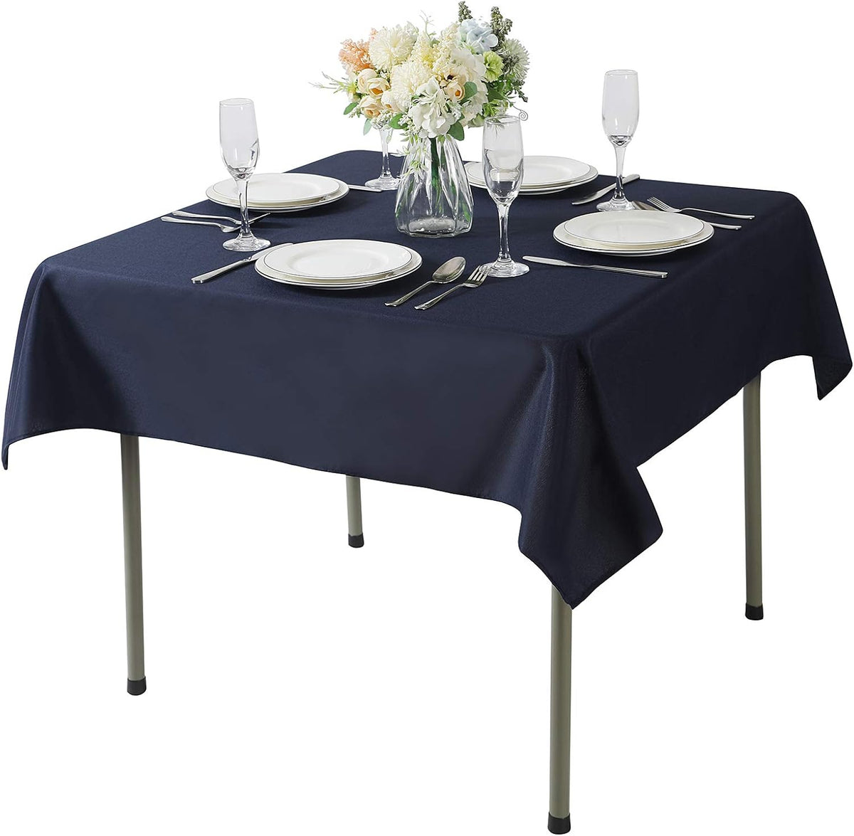 Cupuamon Square Tablecloth 52x52 inch Washable Polyester Fabric Table Cloth for Wedding Party