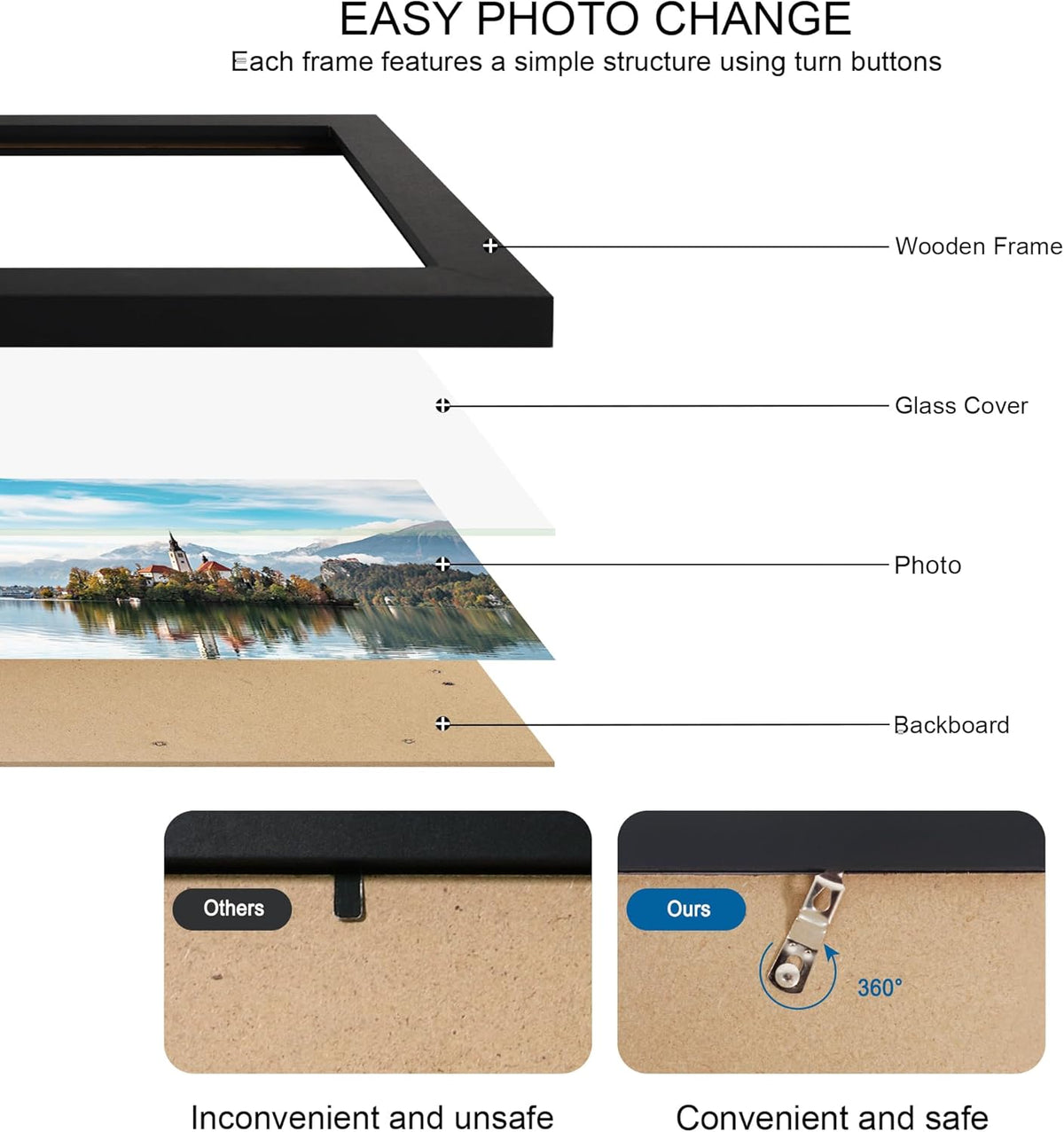 13x39 Puzzle Frame 2 Packs, Real Glass and Black Wood Frame, Display Panoramic 13 x 39 Picture