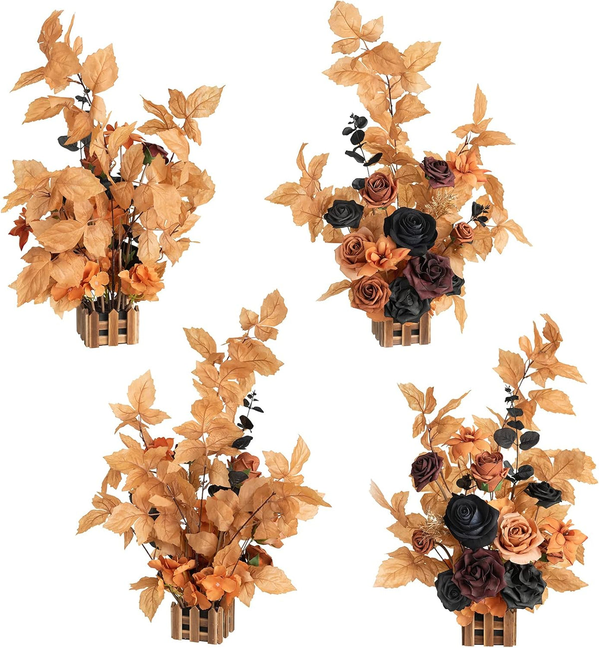 Ling's Moment 17.5" Tall Standing Artificial Flowers Arrangements 4pcs Fall Wedding Aisle Runner