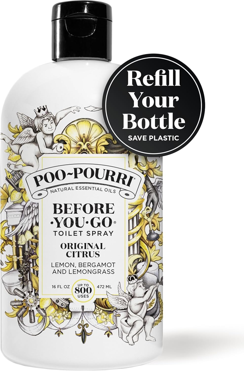 Poo-Pourri Before-You-Go Toilet Spray Refill, Original Citrus, 16 Fl Oz, Up to 800 Uses, Bathroom