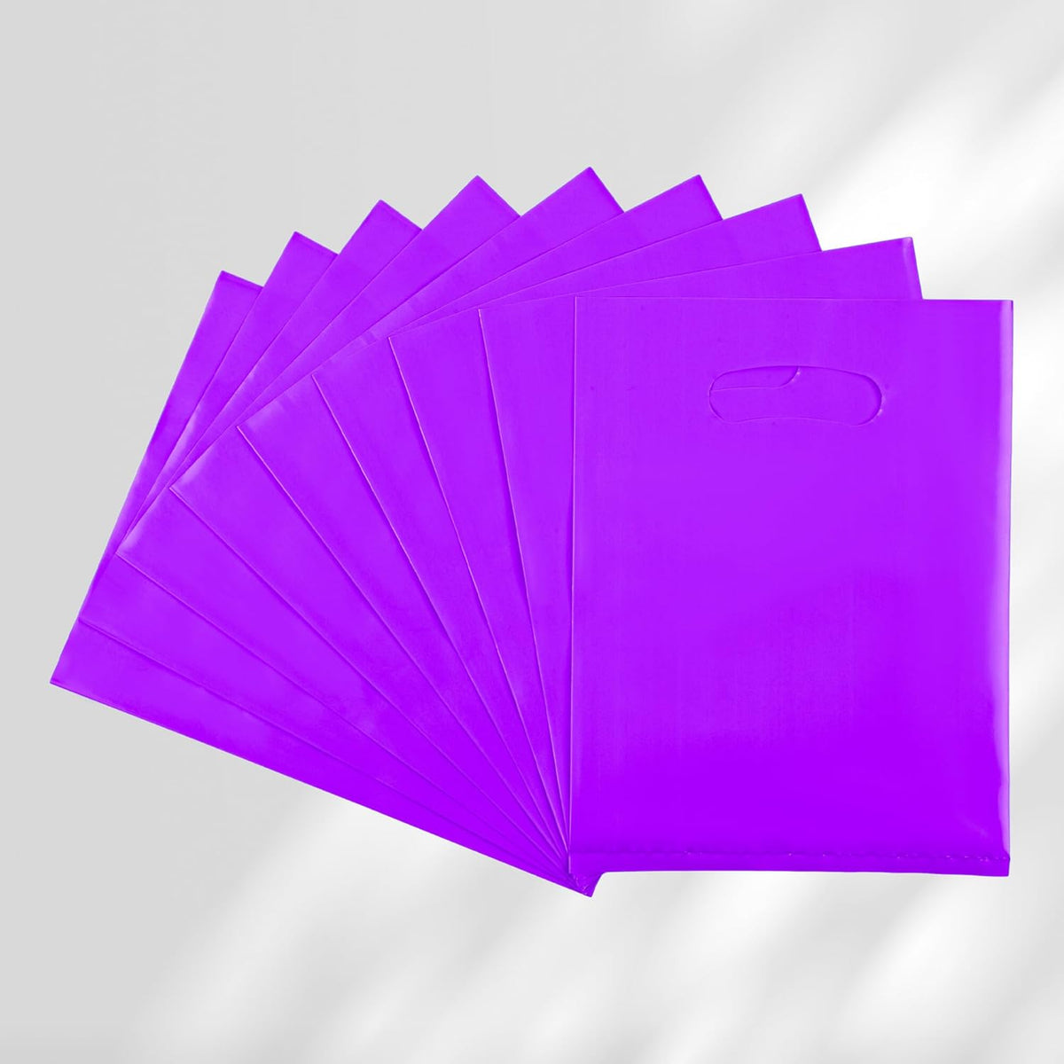 Purple 100 PCS Small Gift Bags, 6"x8" Goodie Party Favor Bags with Handle, Treat Retail Pouches for