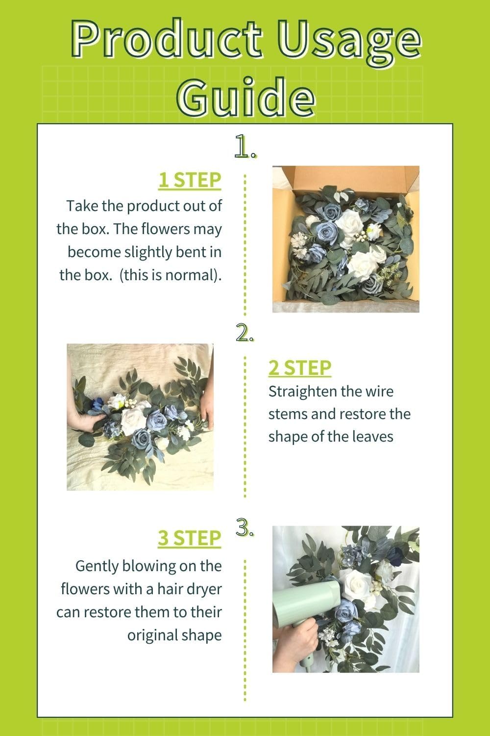 Wedding Sign Faux Flower Swag (Pack of 2) for Ceremony Party Reception Entrance Floral Decor Wall