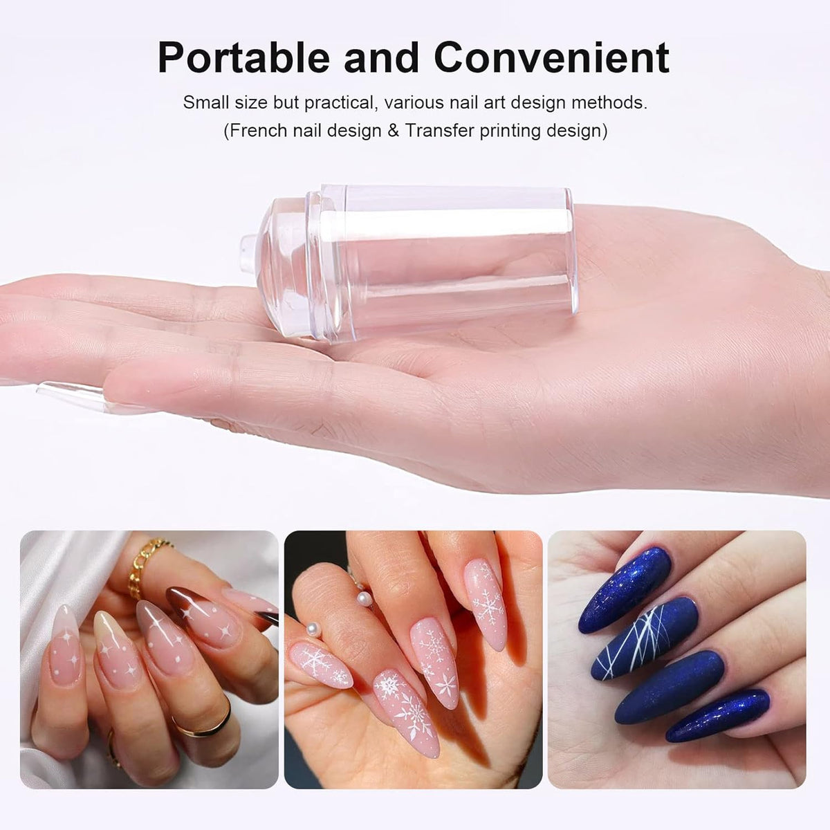 Nail Art Stamper Clear Silicone Nails Stamping Jelly with Scraper Transparent Visible Body DIY