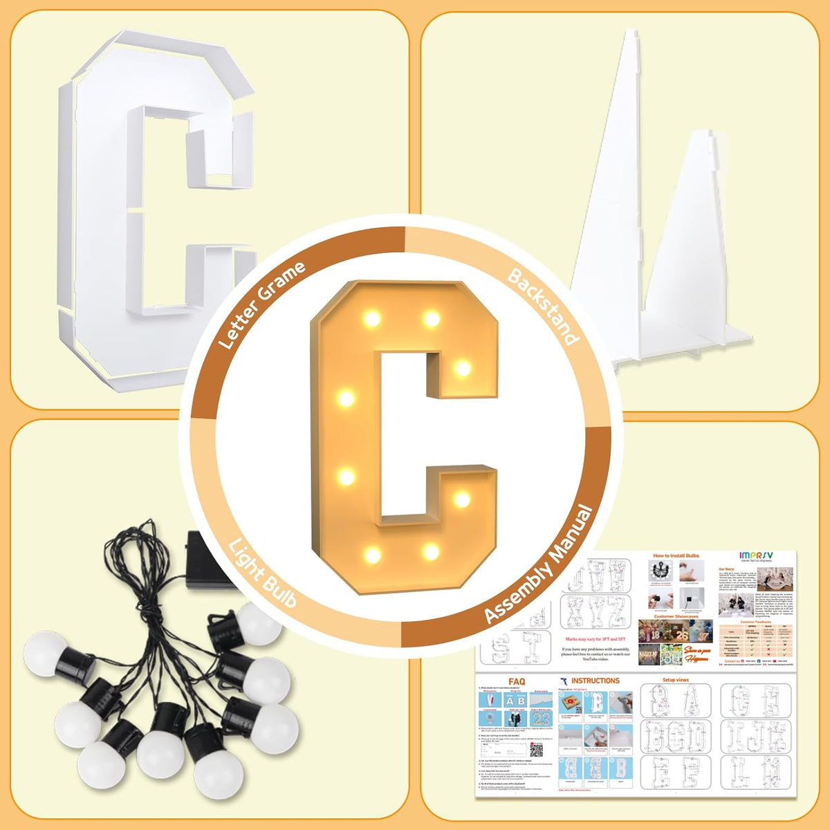 imprsv Marquee Light Up Letters, 3FT Marquee Letters for Birthday Baby Shower Wedding Decorations