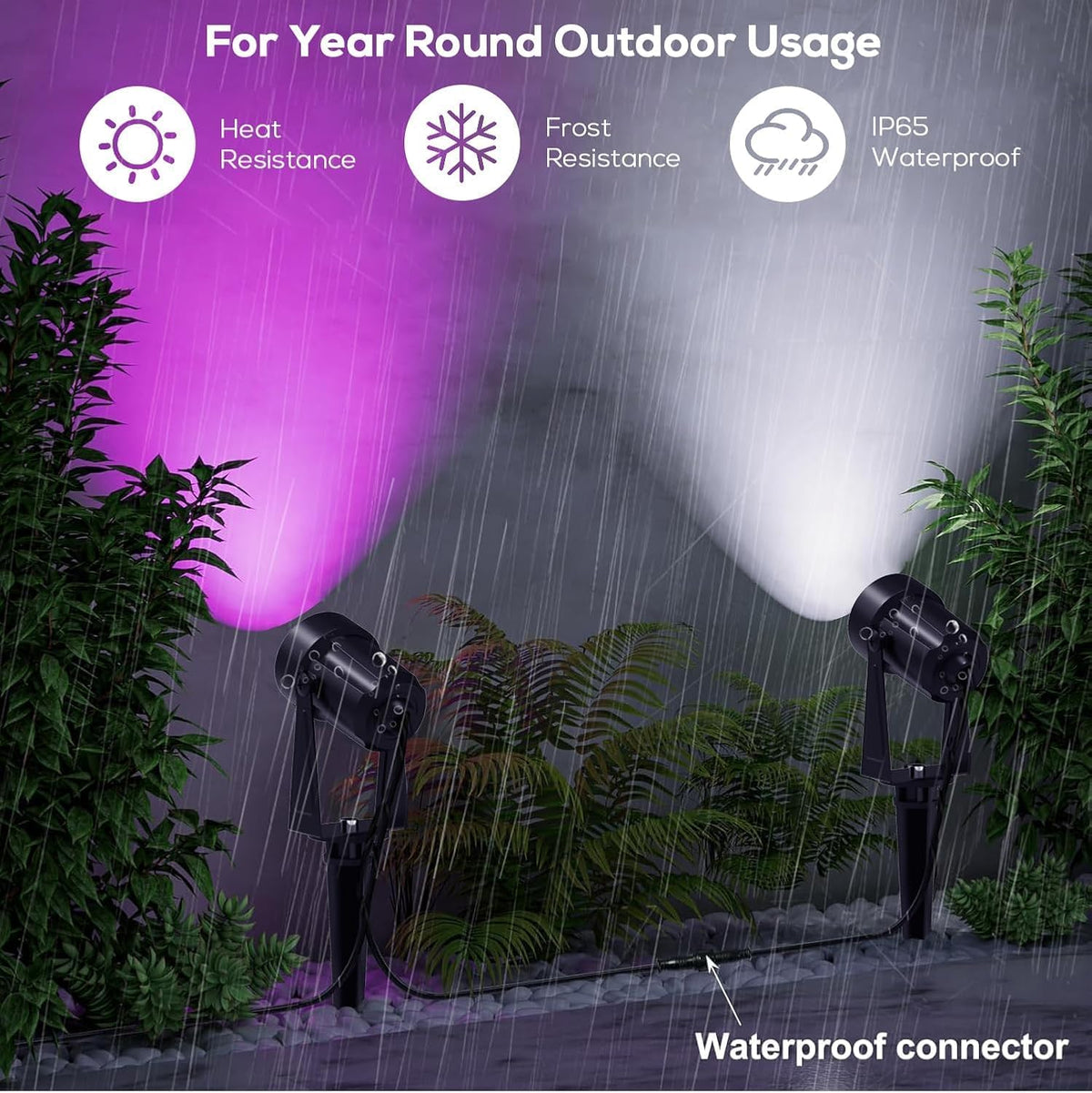 SUNTHIN Outdoor Landscape Lighting with Remote, RGBW Color Changing Spot Uplights, 8 Pack