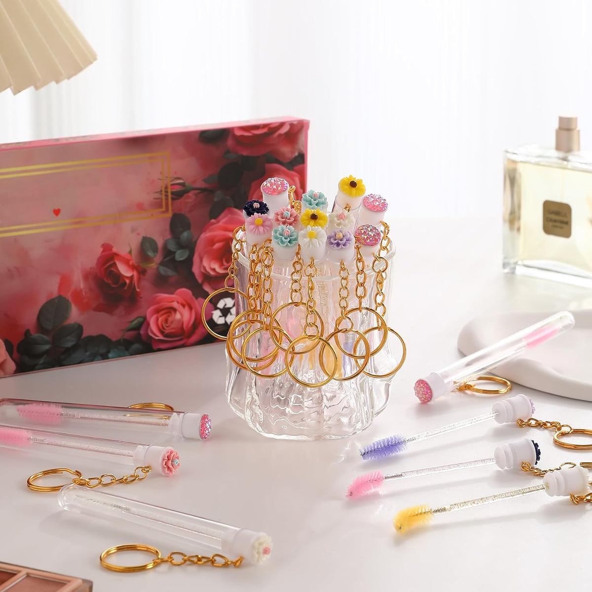 Upgrade 48 Pieces Disposable Mascara Wands Set,Include 24 Pcs Crystal Lash Spoolies Brush 24 Pcs