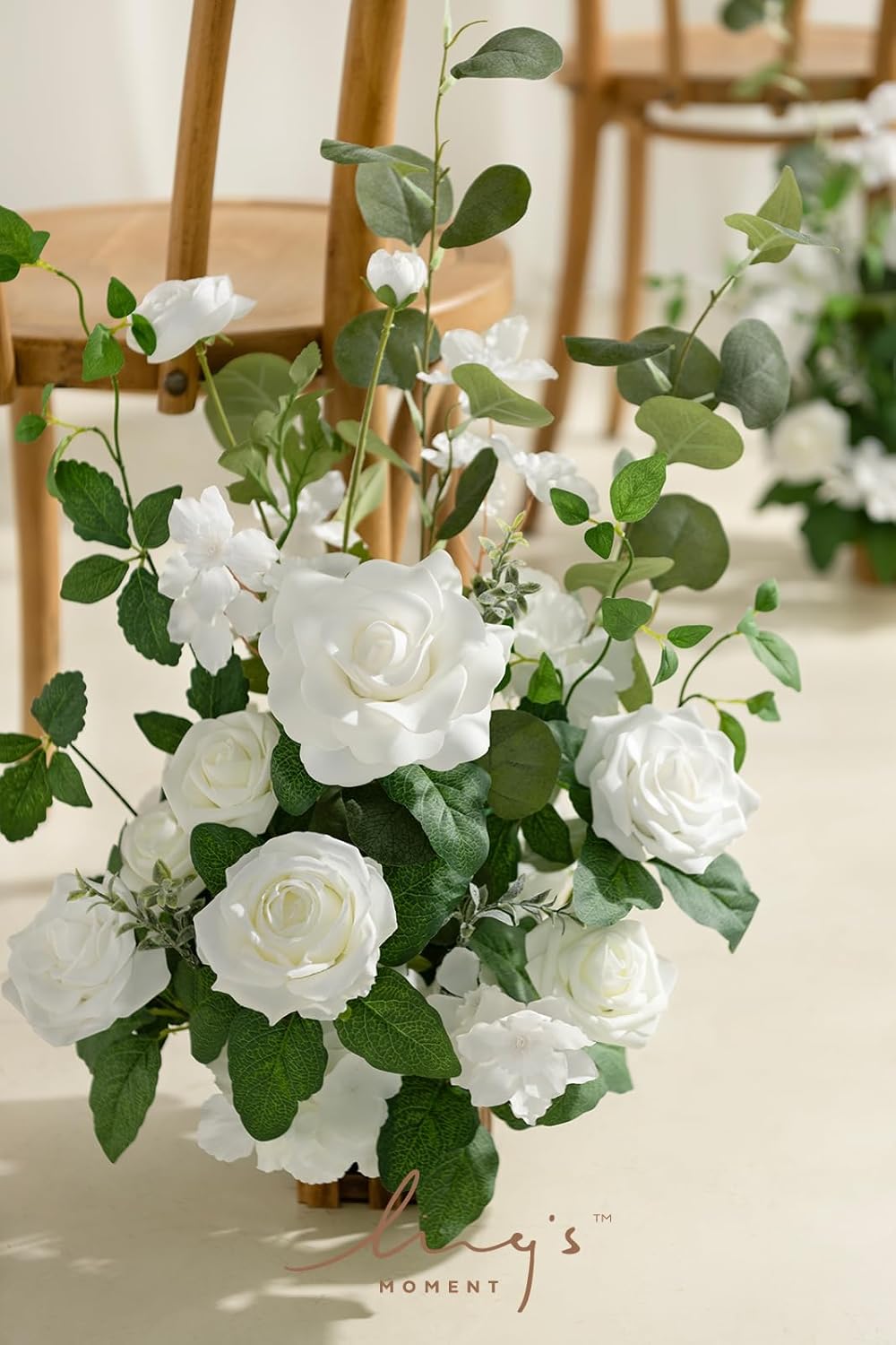 Ling's moment 17.5" Tall Standing Artificial Flowers Arrangements 4 pcs Wedding Aisle Runner Chair