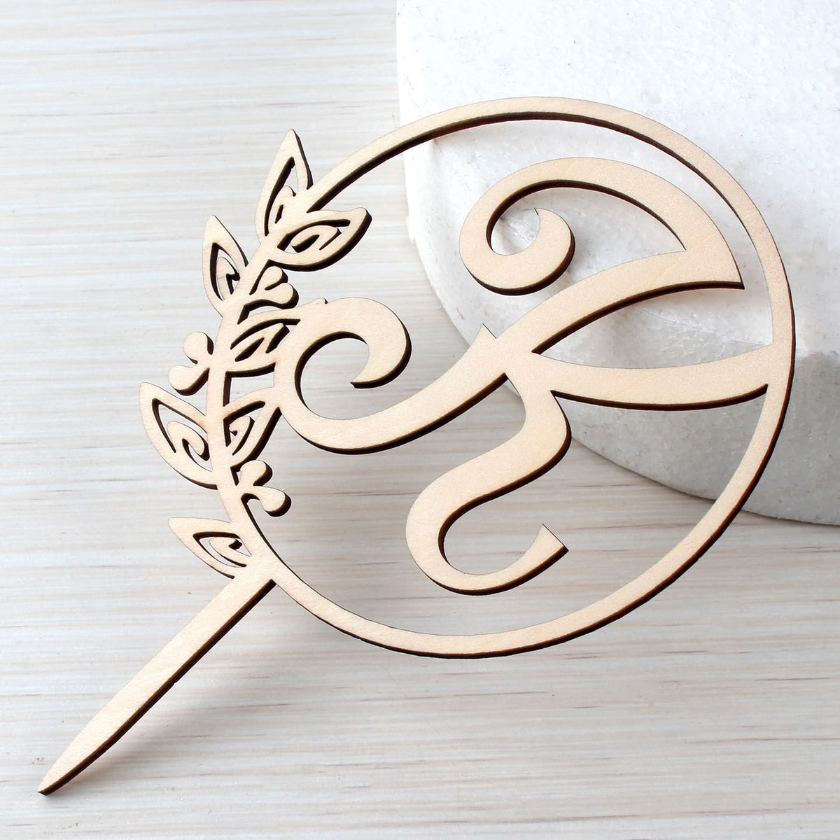 LINGTEER Personalized Inital Letter K Wooden Cake Topper Perfect for Birthday Rustic Wedding