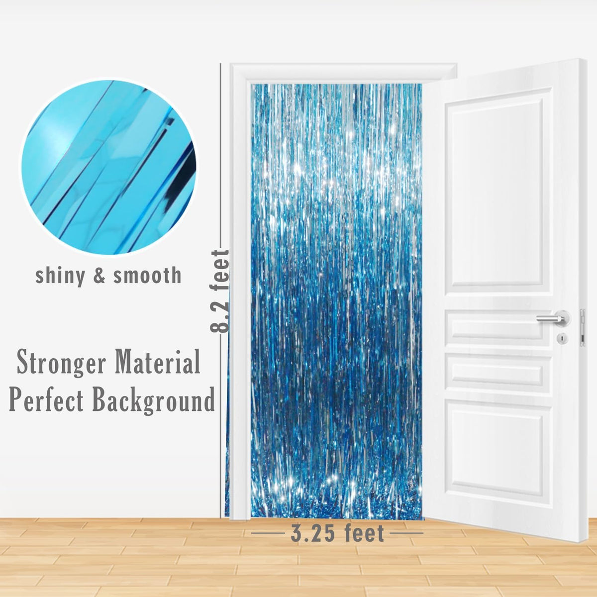 GOER 6.4 ft x 8.2 ft Metallic Tinsel Foil Fringe Curtains,Pack of 2 Party Streamer Backdrop for
