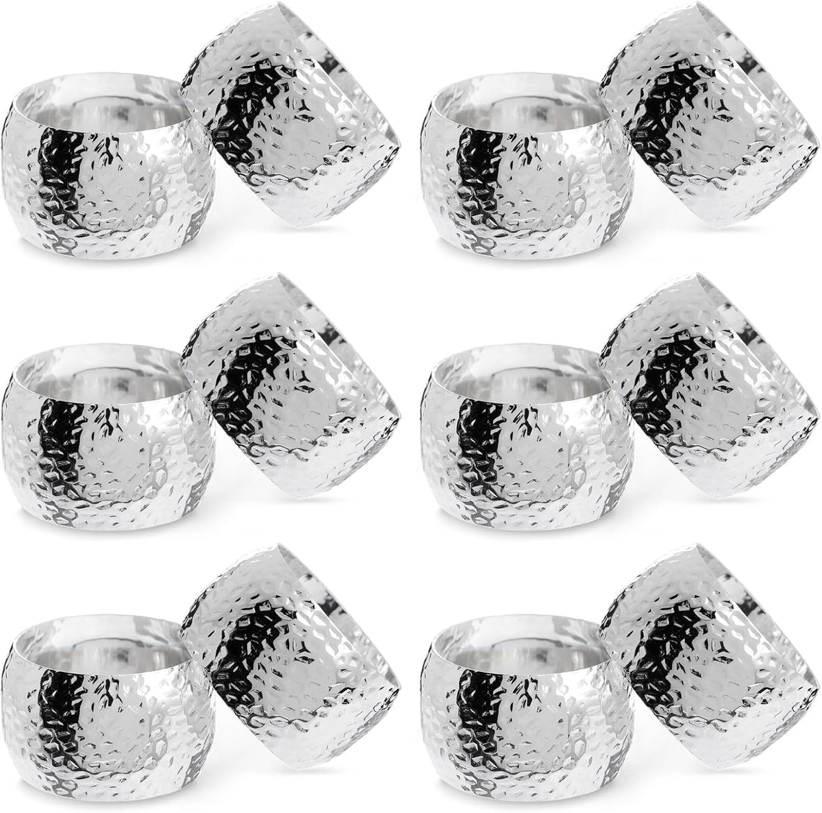 Farmlyn Creek Silver Napkin Rings Set of 12-1.8 in Round Polished Zinc, Bulk Napkin Ring Holders