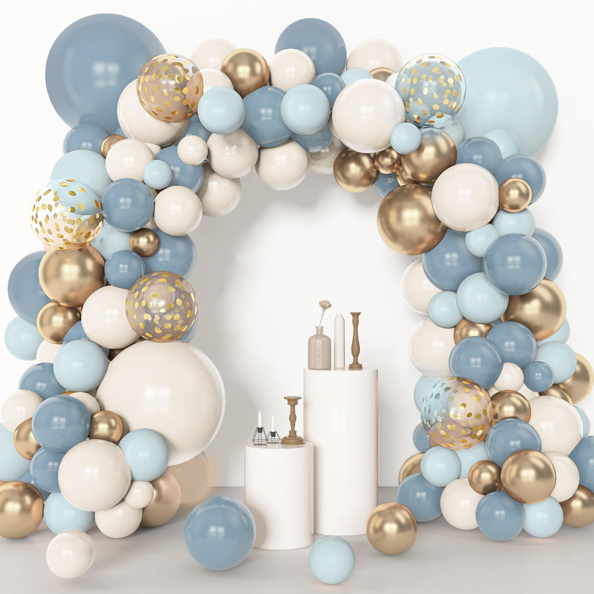 Amandir 153pcs Dusty Blue Balloon Garland Arch Kit Different Sizes