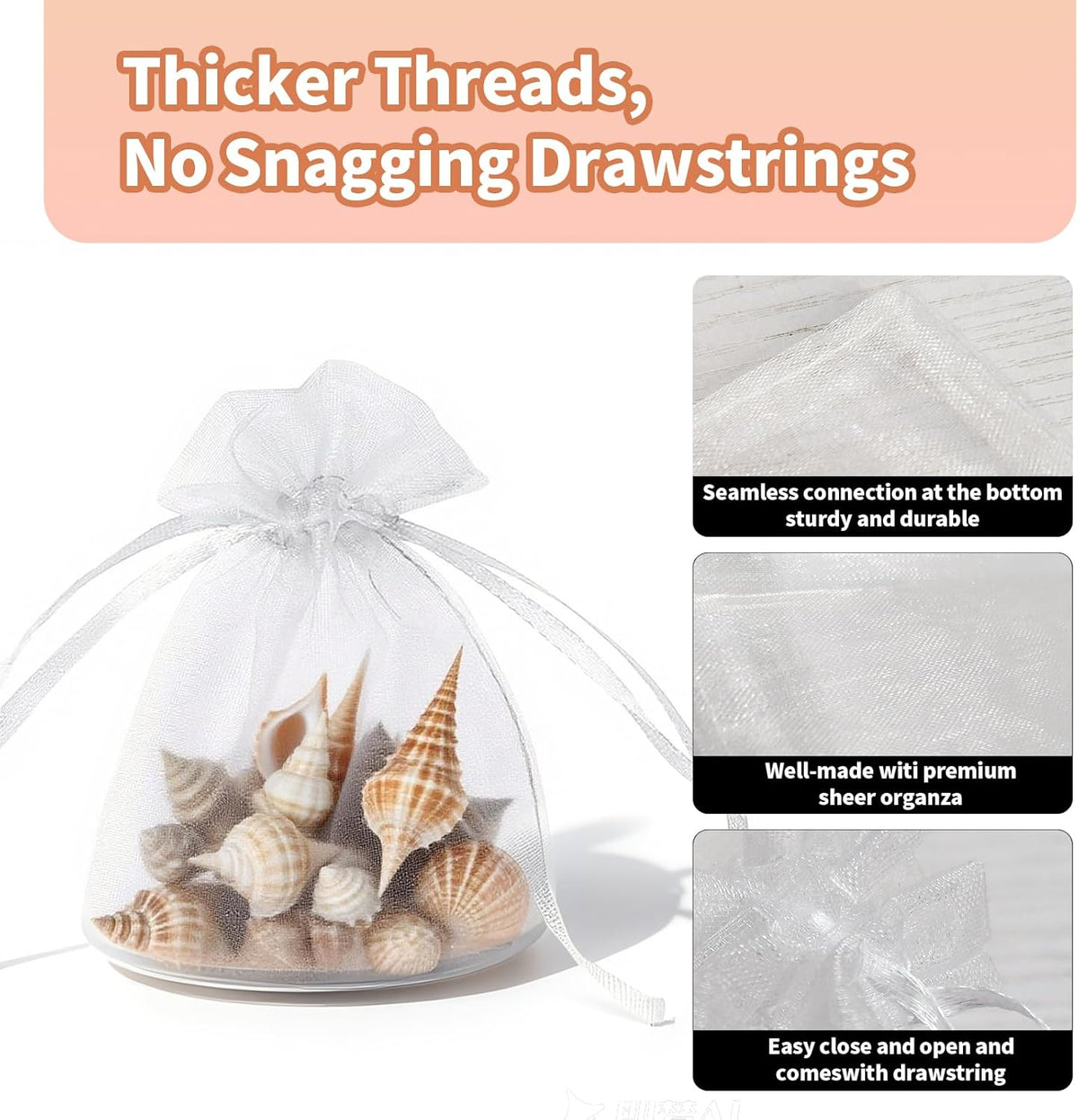 EdgeXcel 120pcs Organza Bags for Small Gift 4x6 Inch - Premium Mesh Bag Drawstring for Wedding