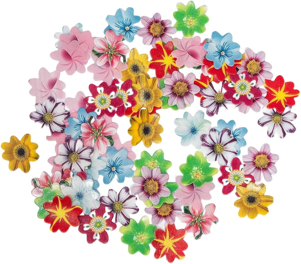 Edible Flowers 120pcs Wafer Paper Cake Cupcake Toppers for Decorating Rice Paper Flower Food