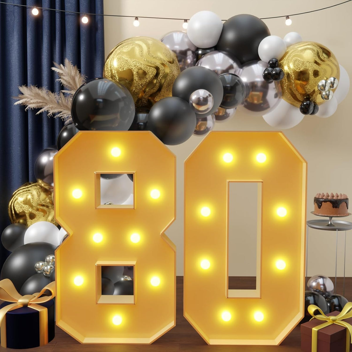 imprsv 3FT Light Up Numbers, Marquee Numbers 80th Birthday Decorations for Women Men, Large Light