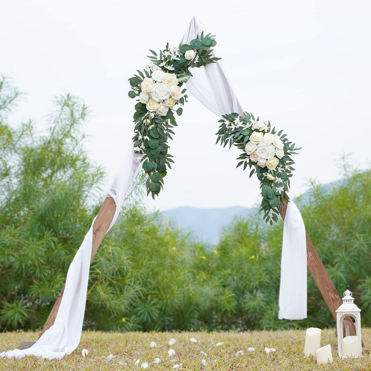 ponatia Wedding Arch Flowers (Pack of 2), Artificial White Wedding Flowers for Wedding Welcome
