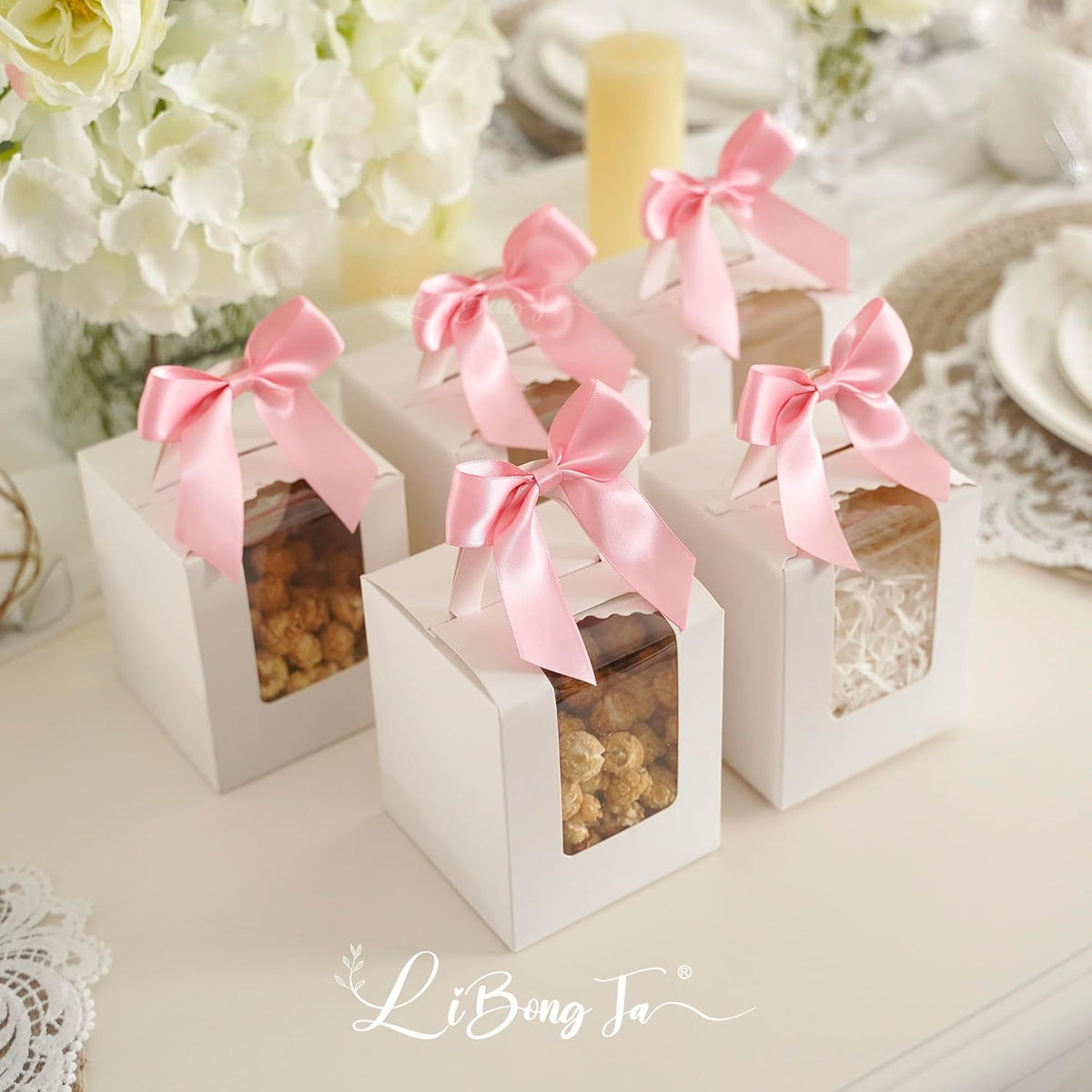 3.5" Pink Bow Satin Pre-Tied Bows for Gift Wrapping, Small Bows for Crafts, Premade Bows, Candy