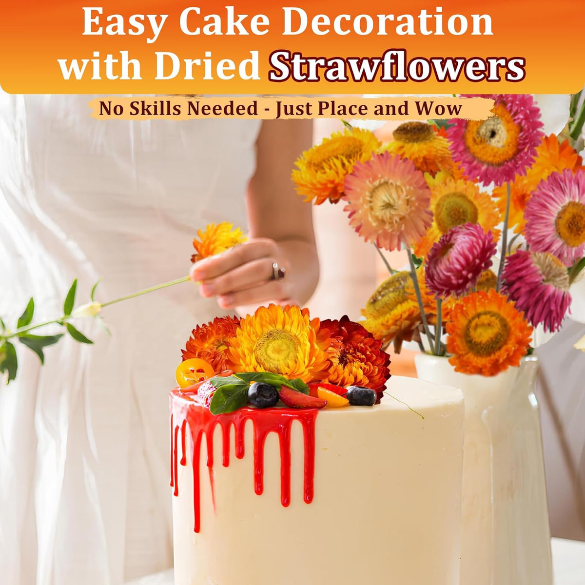 100+ Edible Dried Flowers for Cake Decoration – Food Grade Mixed Natural Colorful Chrysanthemum