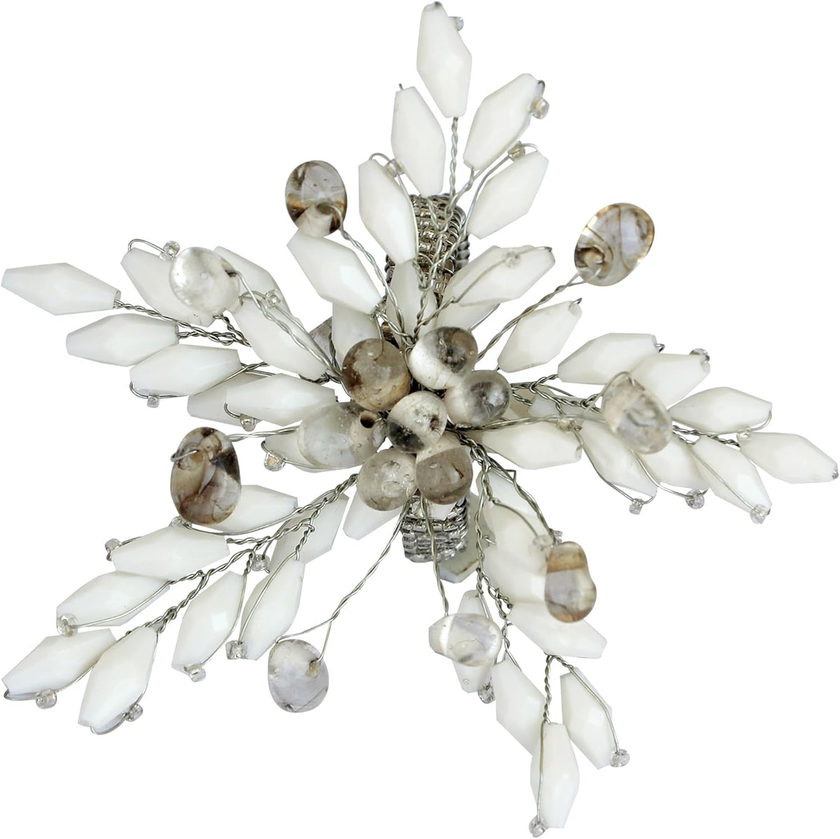 Napkin Rings Set of 12 for Dining Table Decoration Parties Everyday Metal Napkin Holder Leaf White