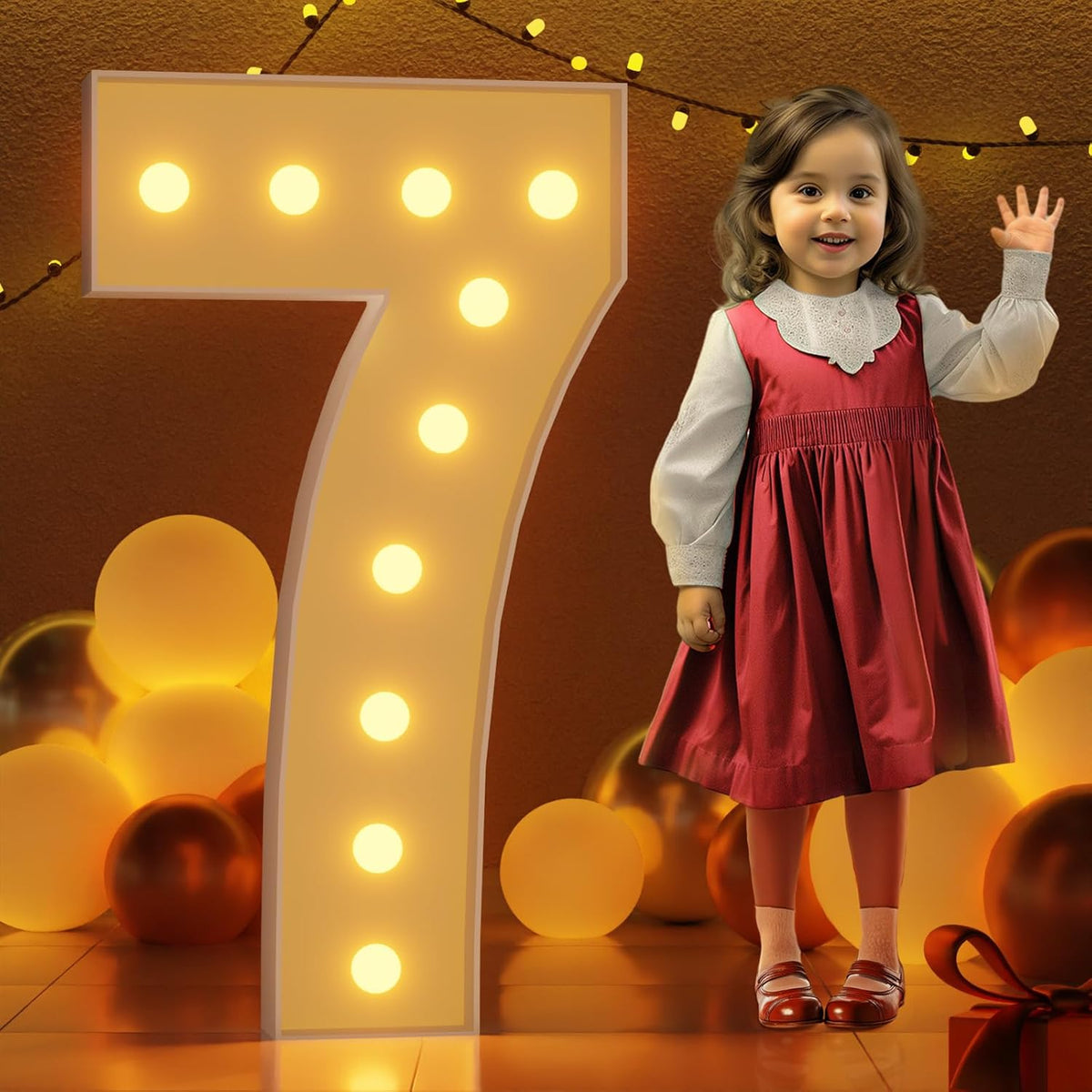 Marquee Numbers 4 Feet Tall Large Light Up Numbers 7th 17th Sweet Sassy and Seven Birthday