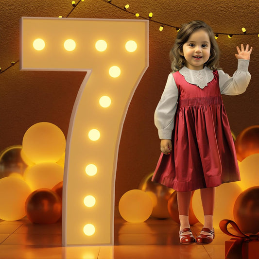 Marquee Numbers 4 Feet Tall Large Light Up Numbers 7th 17th Sweet Sassy and Seven Birthday