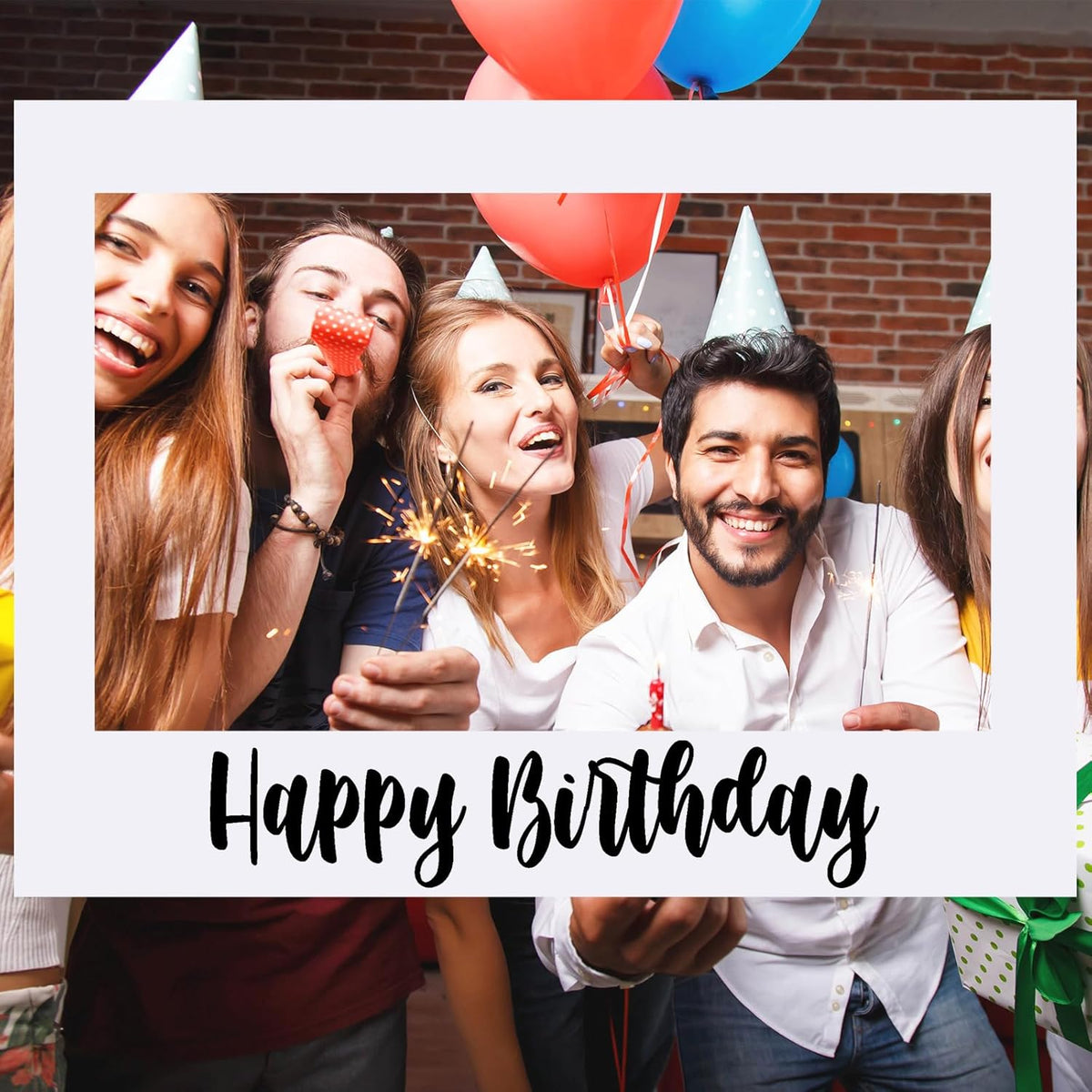 32 x 24 Inch Large Photo Booth Props Picture Frame Happy Birthday Party Frame DIY Cutouts Photo
