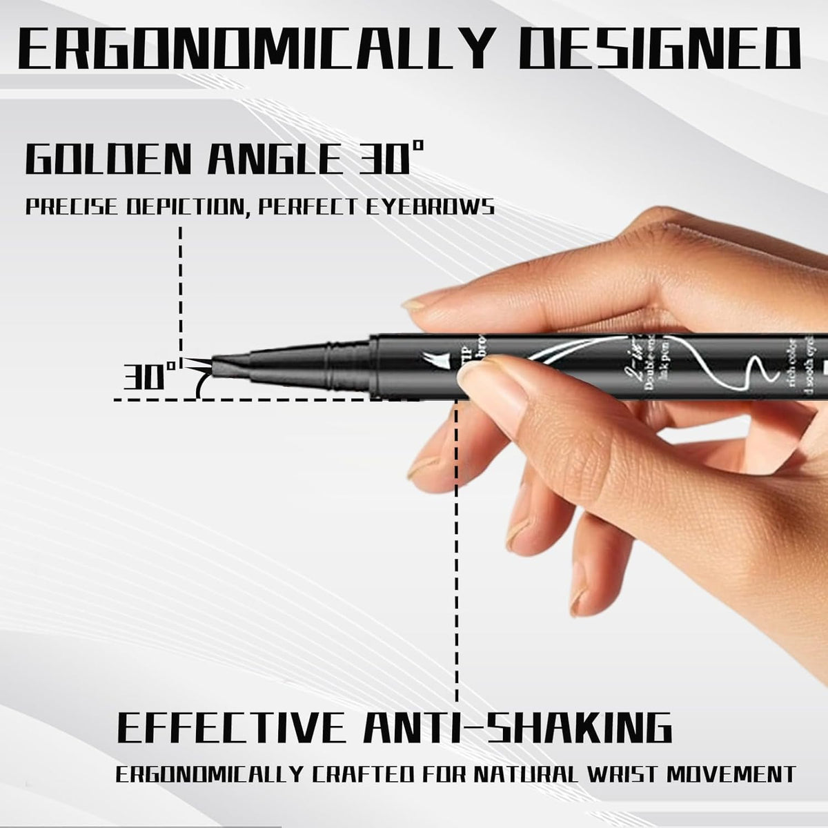 Curved 2 Tip Eyebrow Pen-Light Brown Eyebrow Pencil With Black Eyeliner 2-in-1 Dual-Ended Create