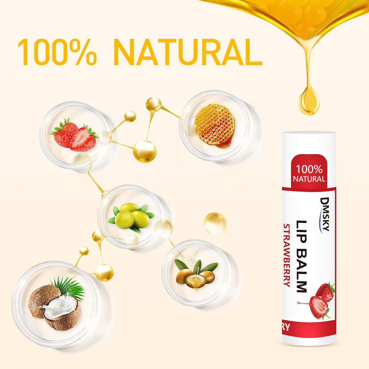 DMSKY Natural Lip Balm Bulk 36 Pack, Moisturizing Lip Balm with Vitamin E and Coconut Oil, Lip Care
