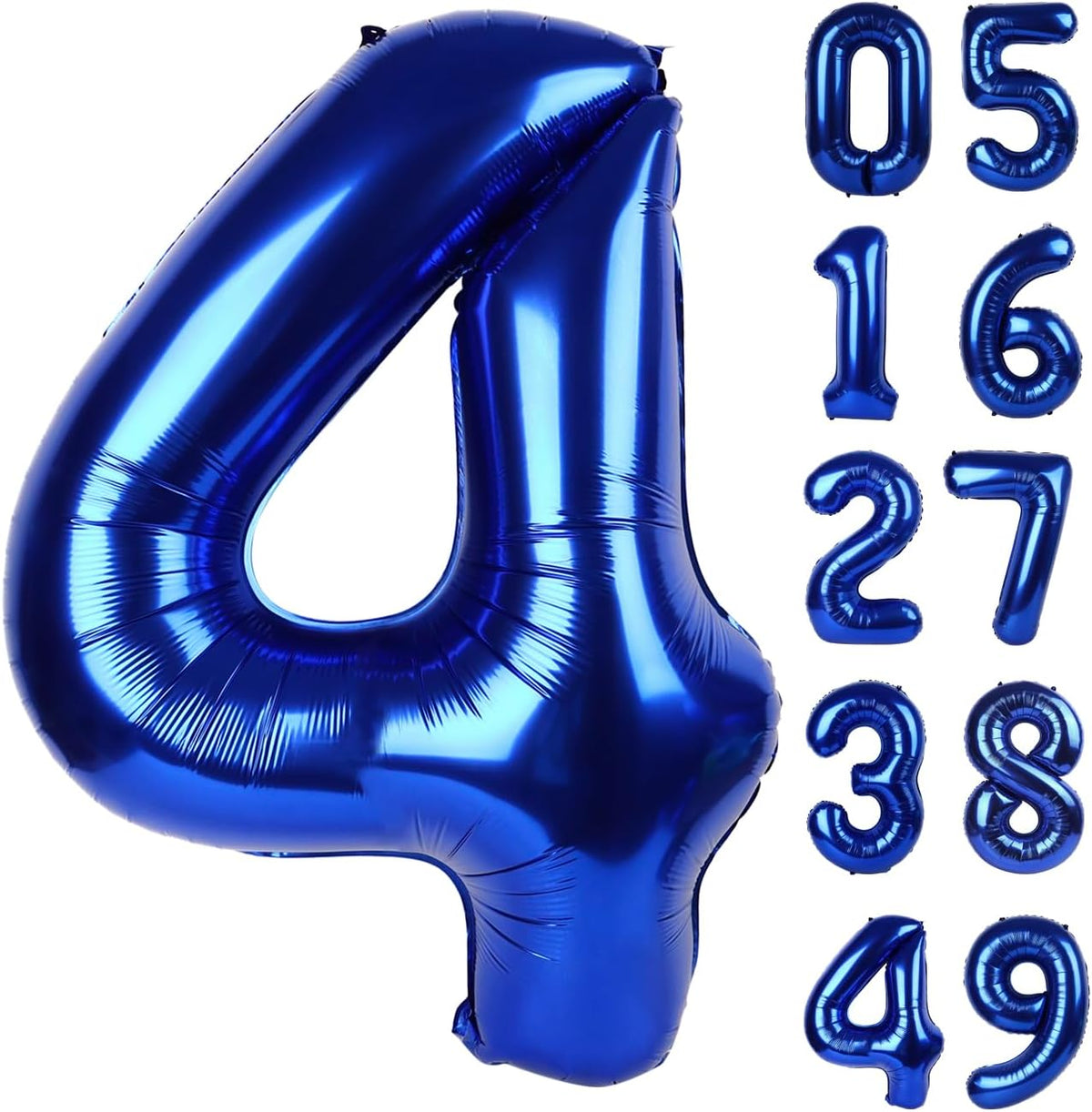 40 Inch Night Blue Large Number 4 Birthday Balloon, Giant Number Four 14 24 34 40 44 Balloons