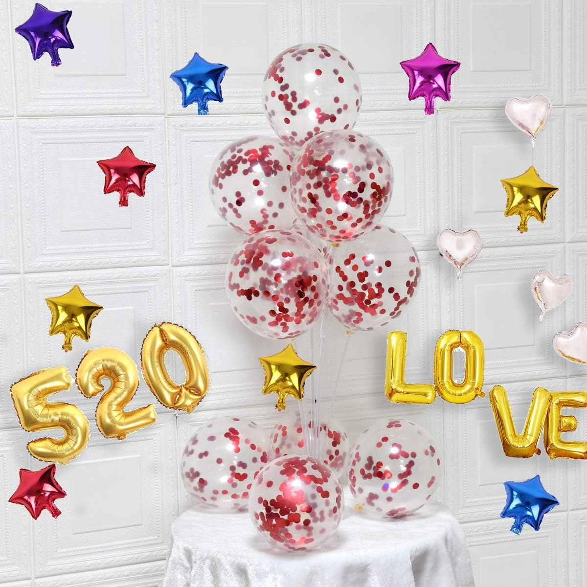 Red Confetti Balloons - 12inch, 50 Pcs Latex Balloons for Birthday, Wedding, Baby Shower, Christmas