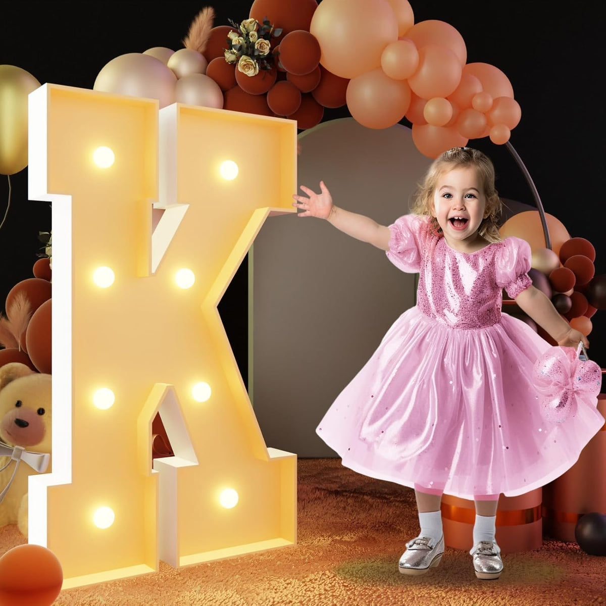 imprsv Marquee Letter K, 3FT White Foam Board Art Craft Kit for Baby Shower, Wedding Decorations