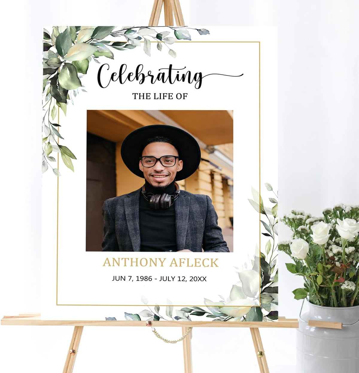 Greenery Funeral Welcome Sign, Memorial Welcome Sign, Celebration of Life Welcome Sign, Celebration