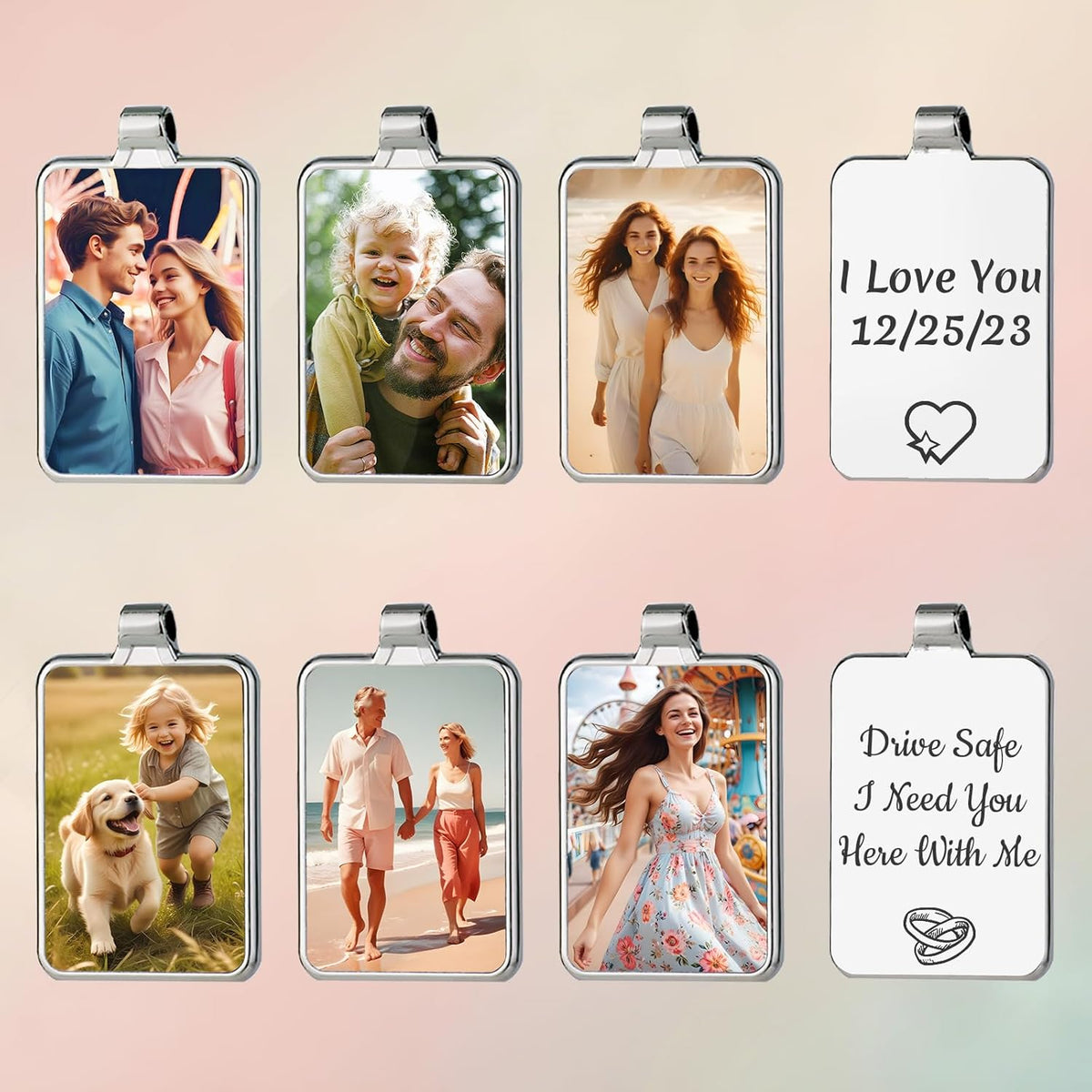Personalized Custom Keychain with Picture - Turnable Double Sided Colorful Photo Key chains