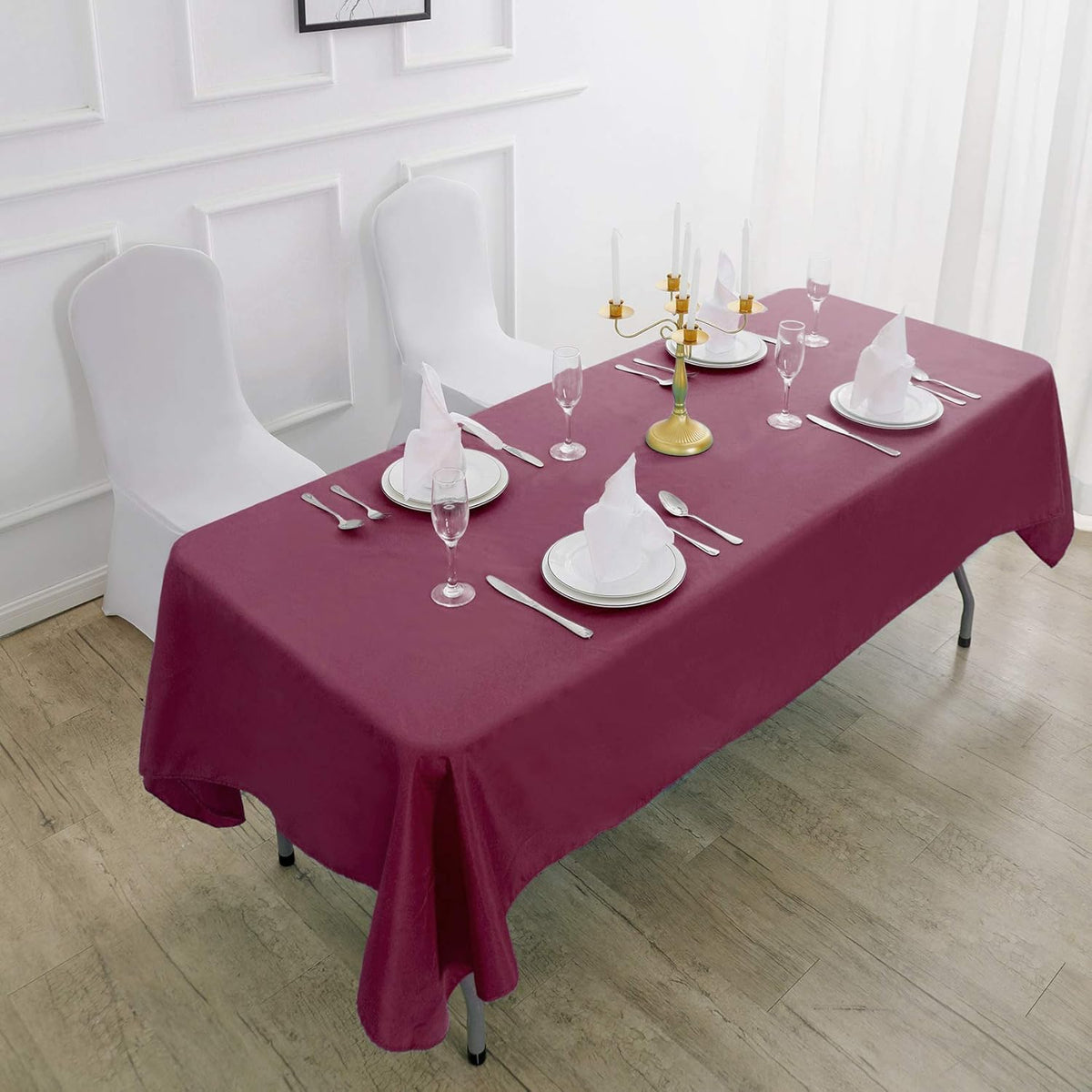 Rectangle Tablecloth 90x156 inch Washable Polyester Fabric Table Cloth for Wedding Party Dining