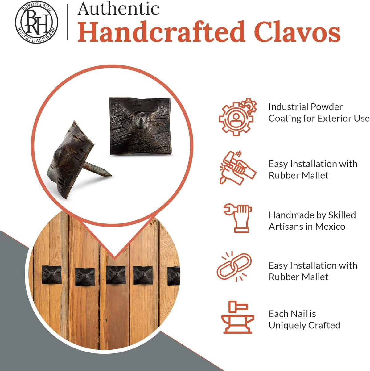25 Pack 1" Square Head Iron Clavos Decorative Nails – Unfinished – Handmade Rustic Square Fasteners