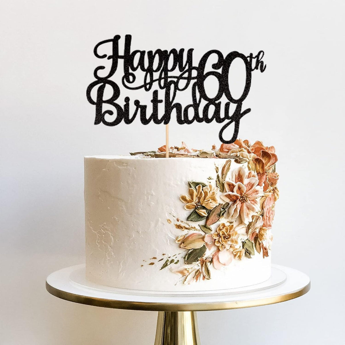 1 PCS Happy 60th Birthday Cake Topper Glitter Cheers to 60 Years Birthday Cake Pick 60 Fabulous