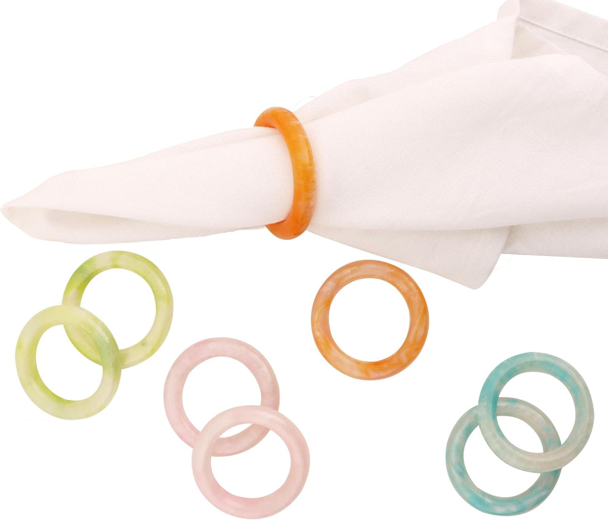 Napkin Rings Set of 12 - Epoxy Resin Napkin Holder Cuffs for Dinner Table Décor - Farmhouse Modern
