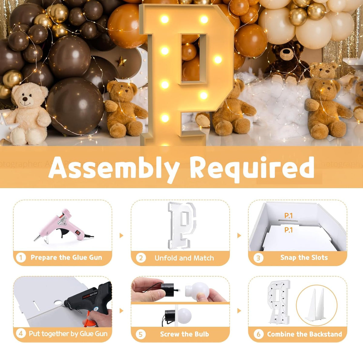 imprsv Marquee Light Up Letters, 3FT Marquee Letters for Birthday Baby Shower Wedding Decorations