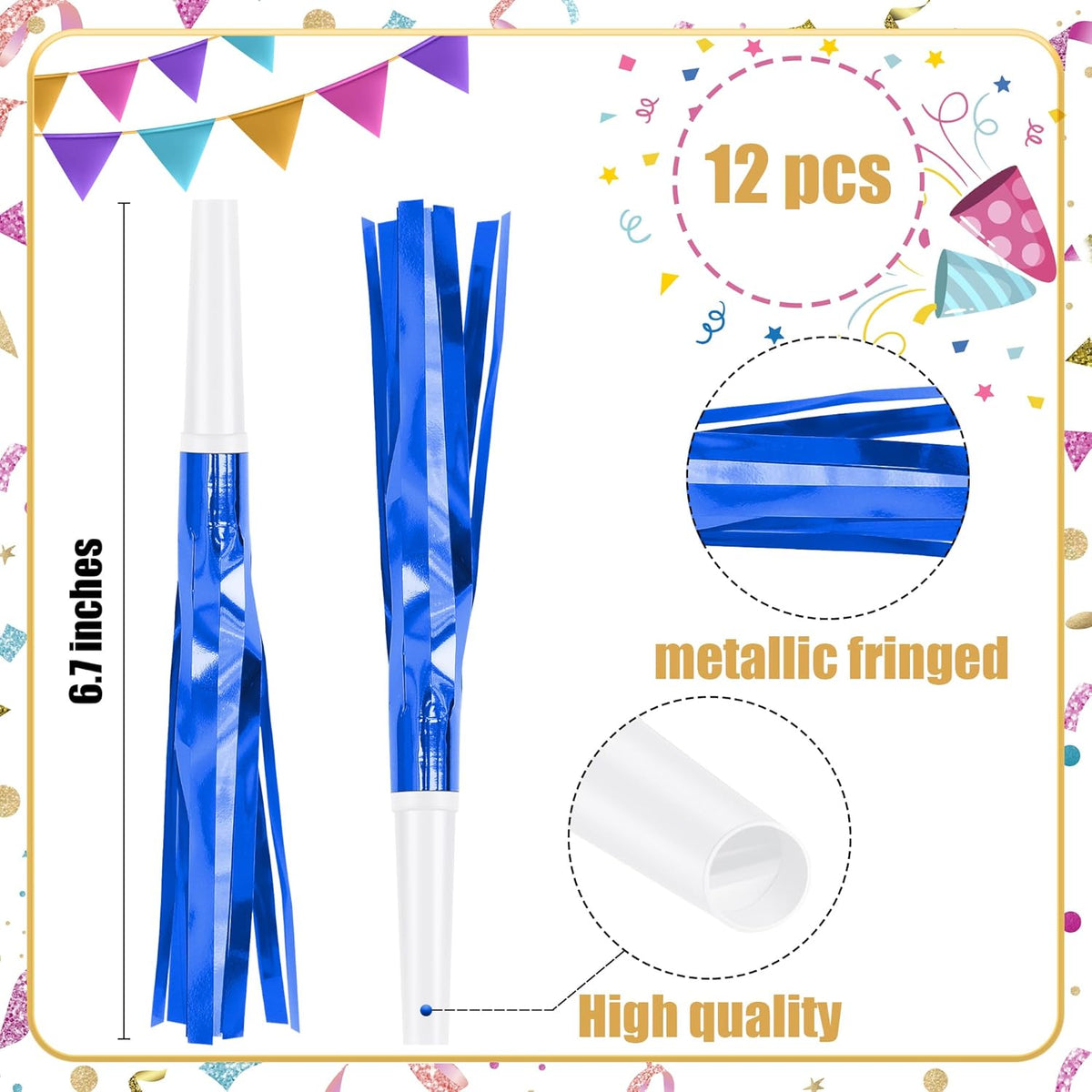 12 Pcs Glitter Noise Makers Metallic Fringed Party Blower for Adults Birthday Graduation New Years