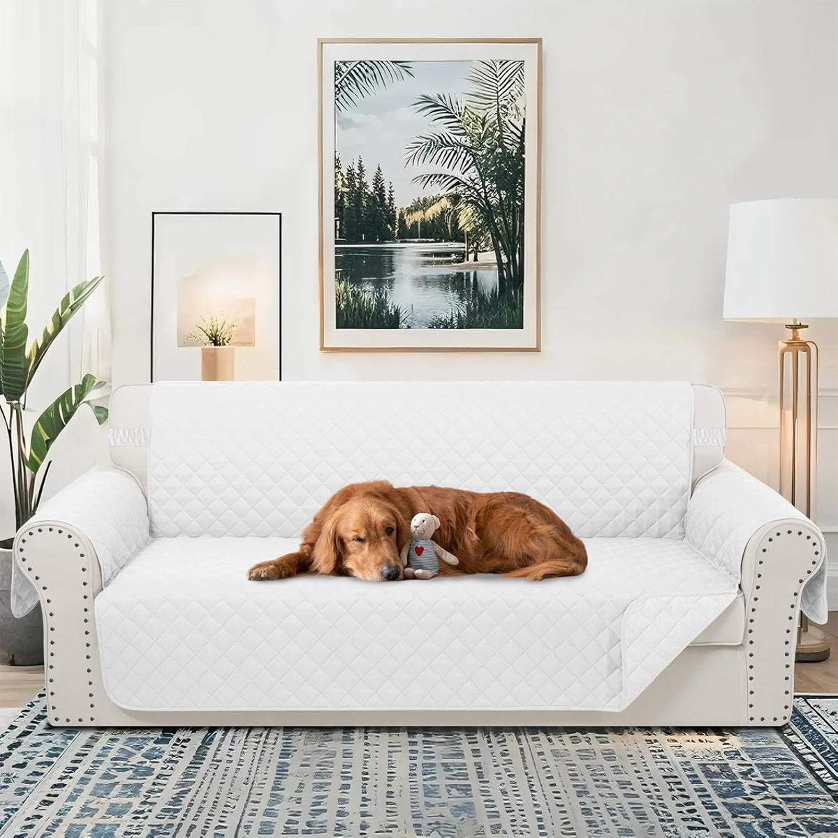 Reversible Oversized Sofa Covers Couch Cover Furniture Protector for Dogs Elastic Straps Water