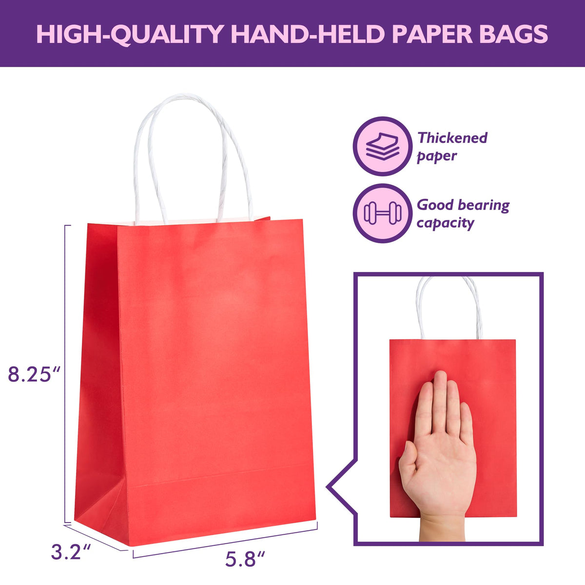32 Pack Paper Gift Bags with Handles, 5.8"×3.2"×8.25" Party Favor Bags, Gift Bags, Small Gift Bags