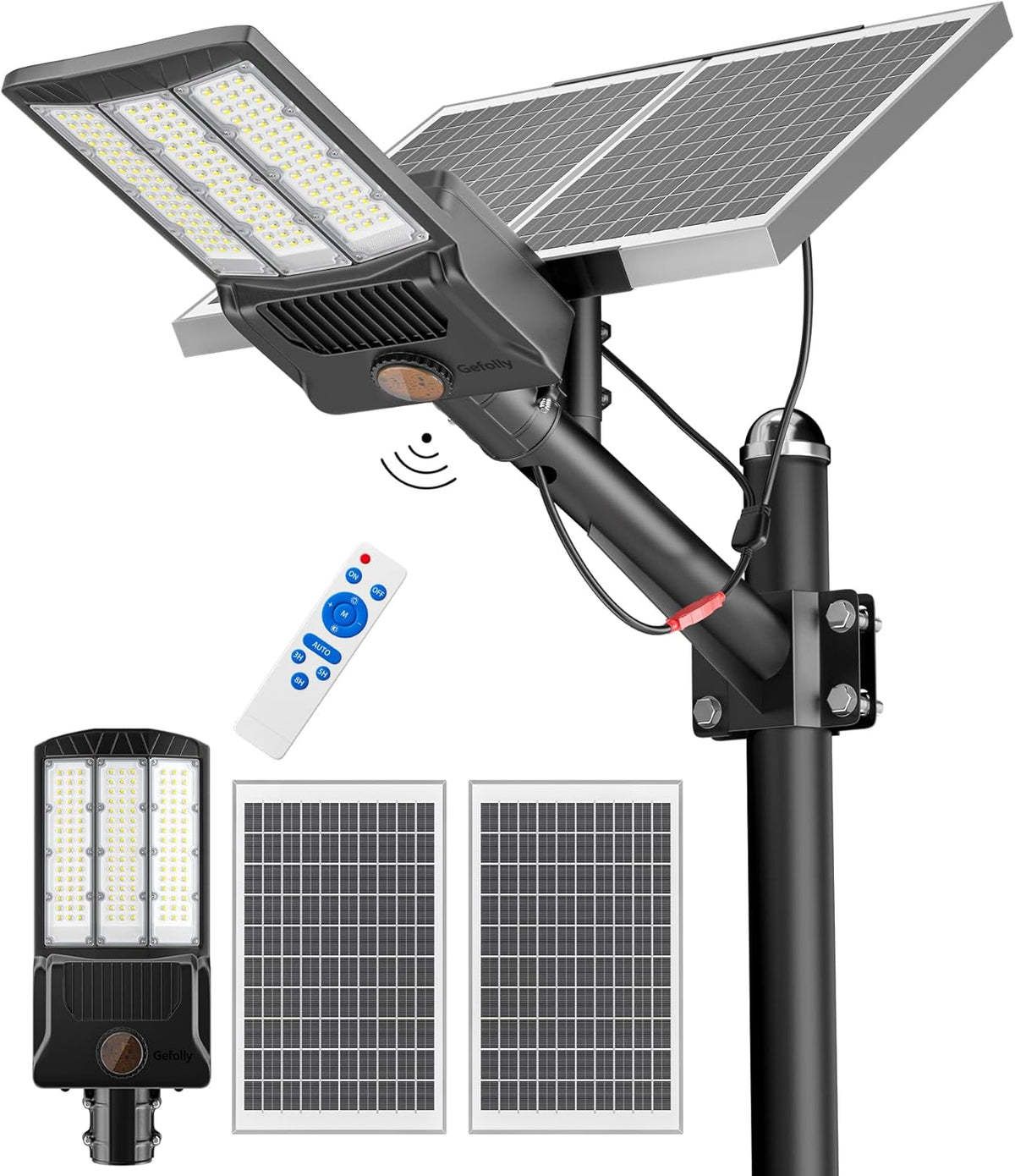 Gefolly SL-10800W Solar Street Light Outdoor 750000LM Wide Angle Commercial Parking Lot Lights Dusk