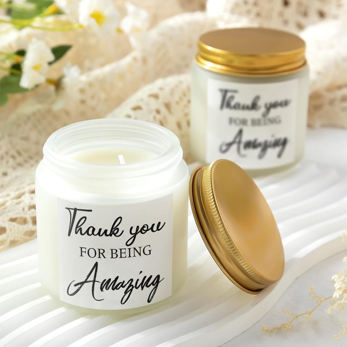 MTLEE 20 Pcs Thank You Gifts Candles 3.5 oz Employee Appreciation Inspirational Scented Soy Wax