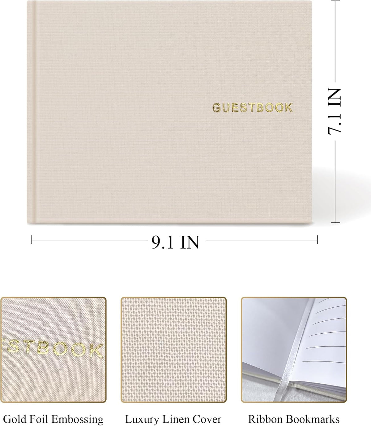 Elegant Linen Wedding Guset Book - Polaroid Guest Book for Wedding Reception,Baby Shower,Bridal